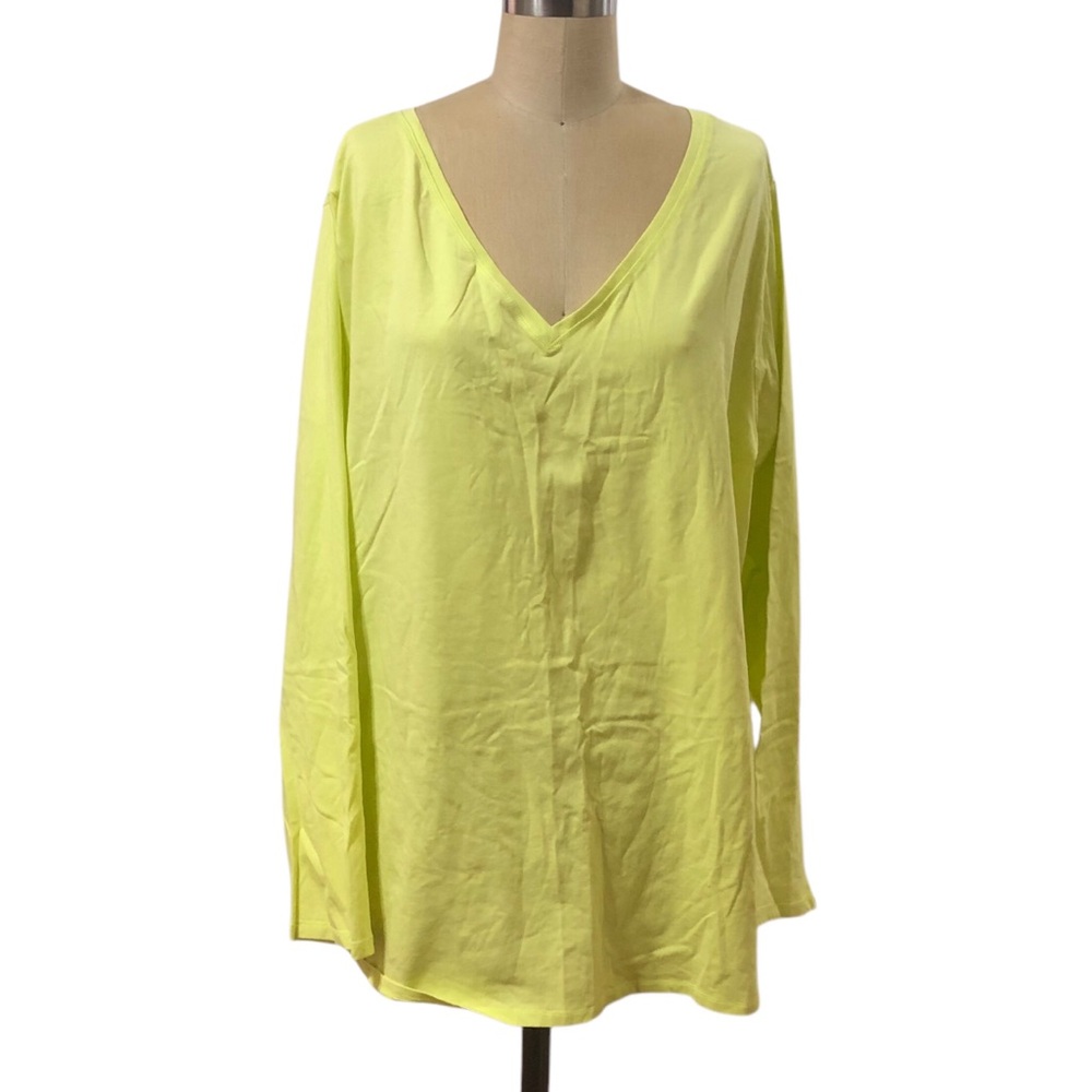 NWT LANE BRYANT 22/24 Neon Citrus long sleeve shirt‎ 95%Cotton 5%spandex comfy